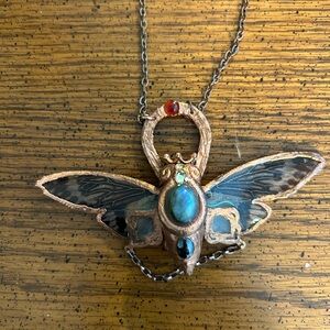 Taxidermy Cicada Necklace in copper/resin